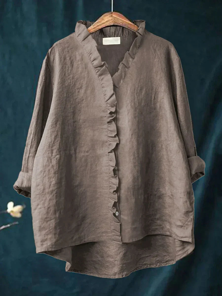 Anevia – Chemise à volants en coton et lin