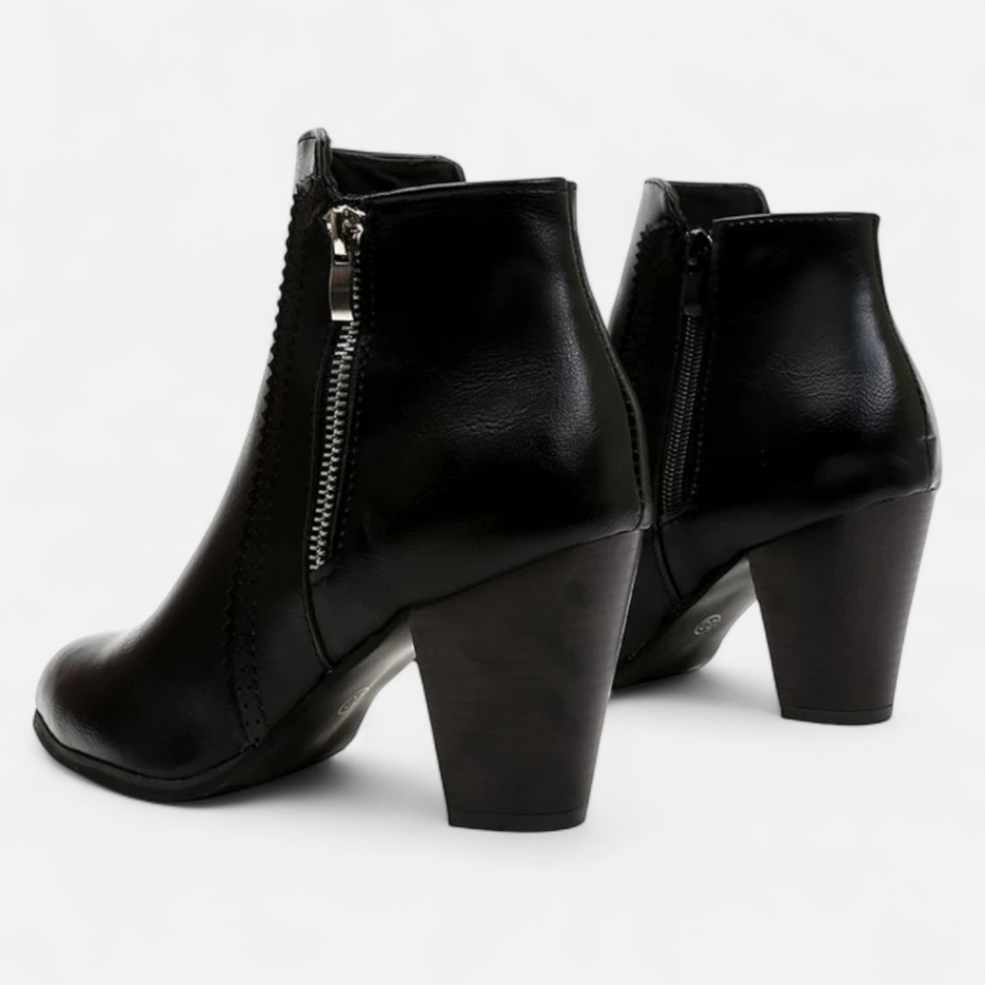 Élowen | Bottines rétro à talons hauts avec fermeture éclair latérale