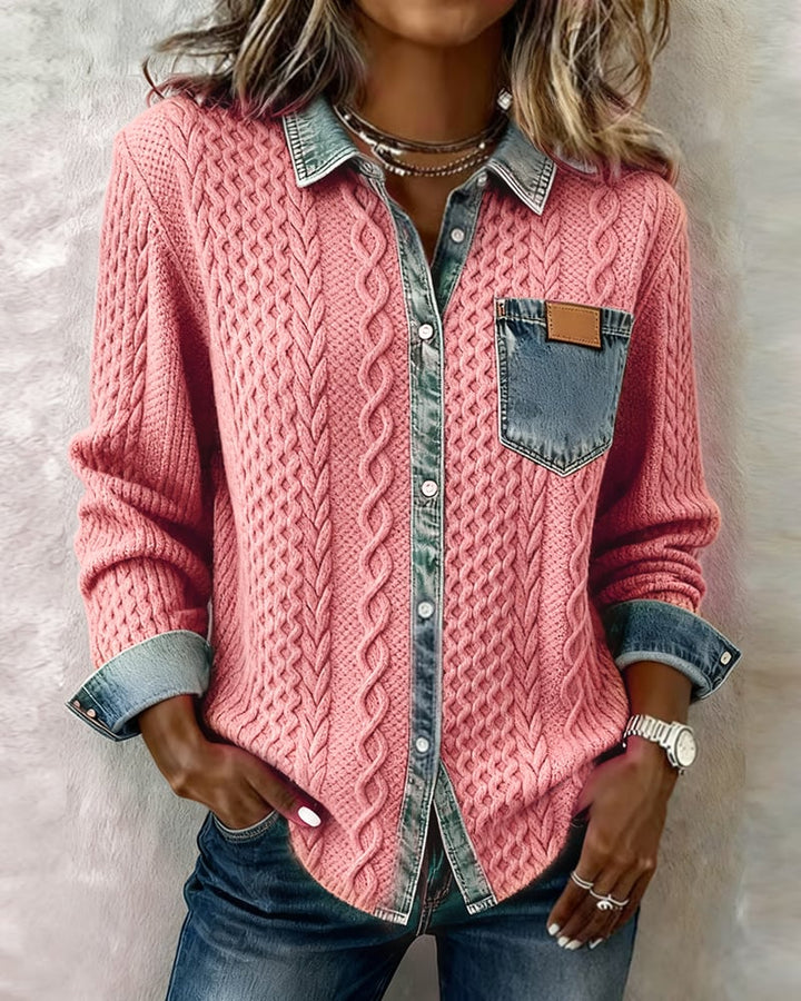 Thalira – Chemise décontractée patchwork