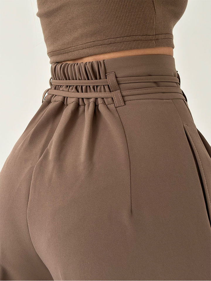 Stefania - Pantalon taille haute jambes larges