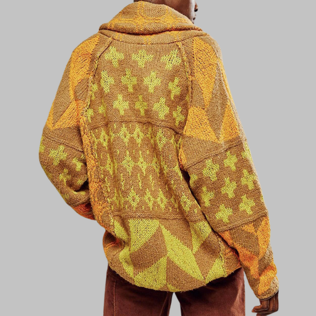 Alessandra - Cardigan oversize vintage avec col et boutons