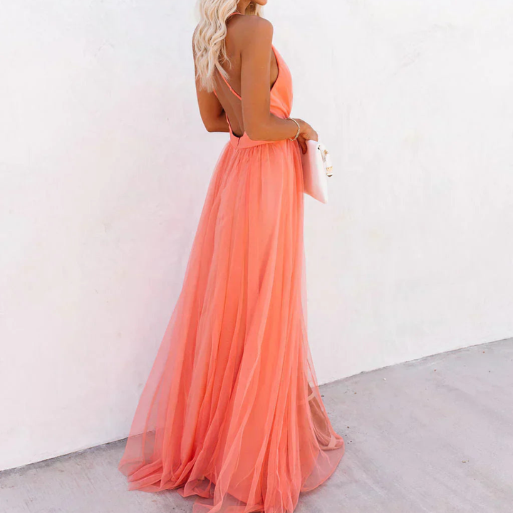 Hélène | Robe Maxi Lumière Corail