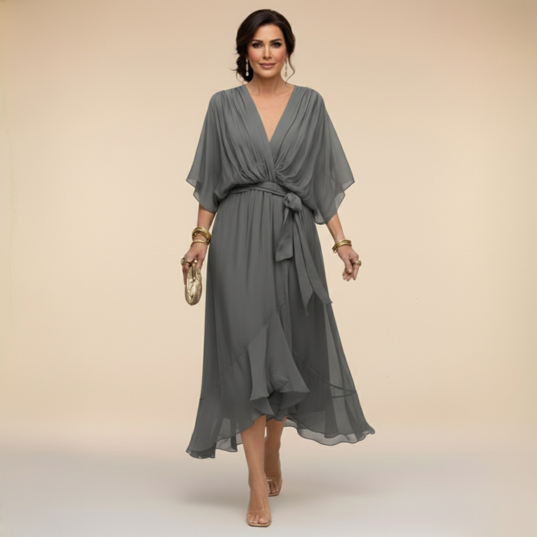 Monique | Robe en mousseline à col V