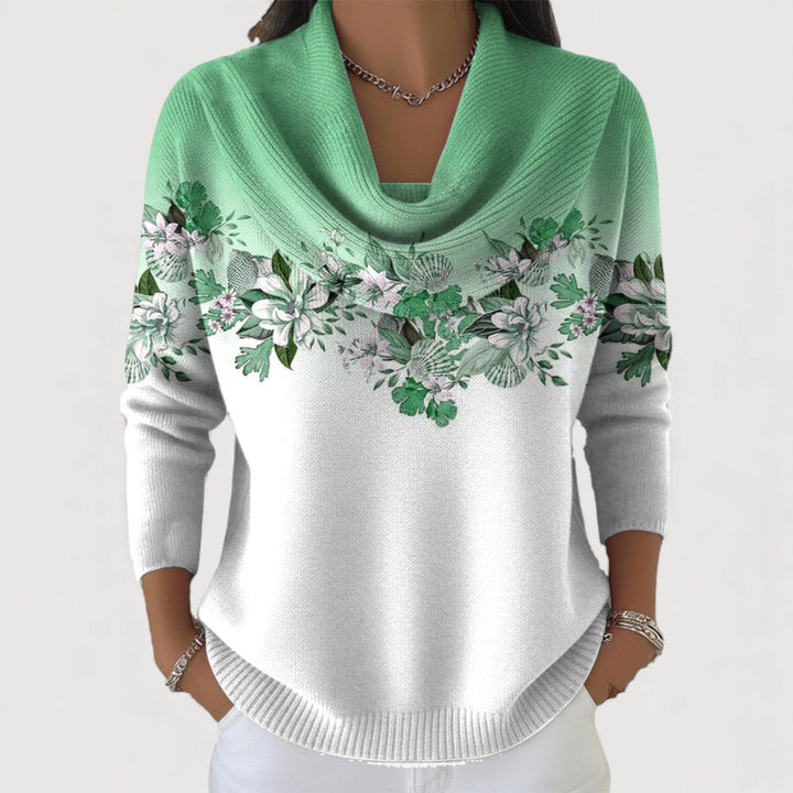 Fynella – Pull fleuri avec foulard