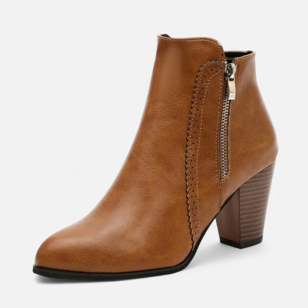 Élowen | Bottines rétro à talons hauts avec fermeture éclair latérale