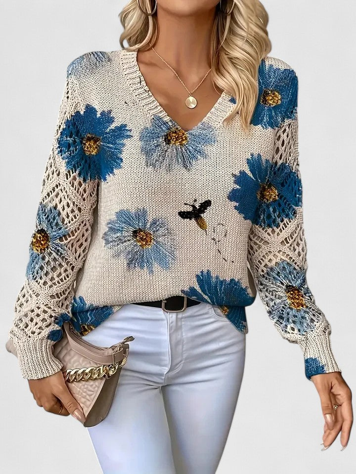 Wysława – Pull élégant avec des fleurs