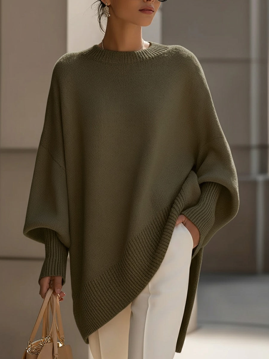 Evelyne – Pull élégant avec ourlet asymétrique