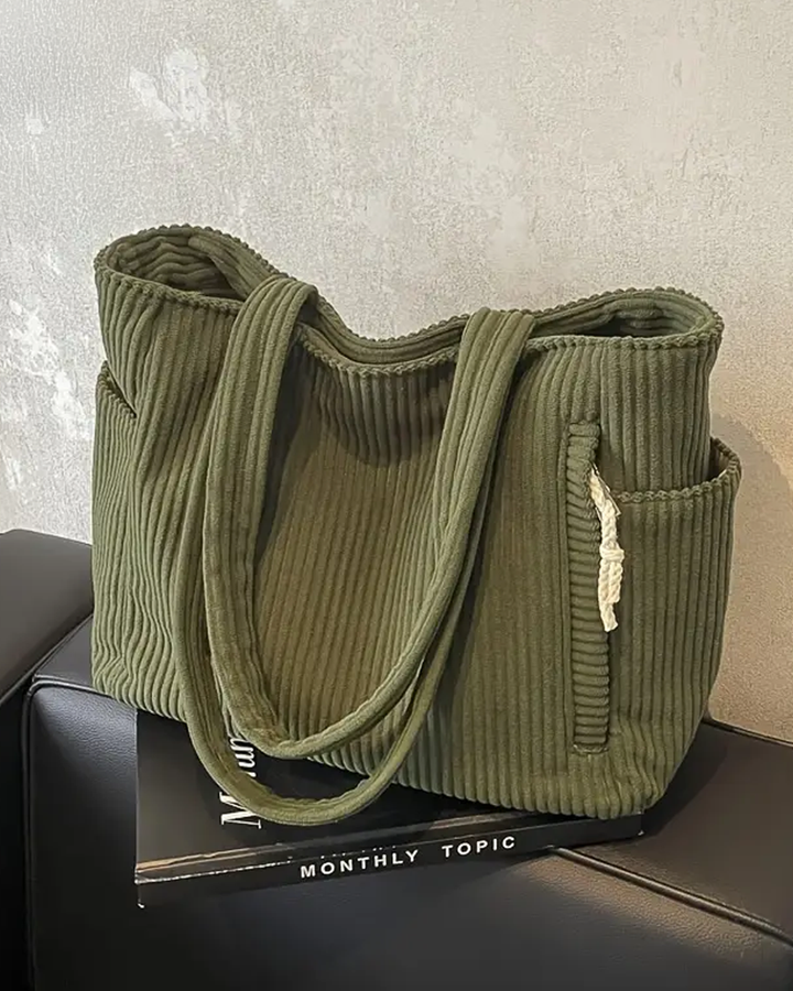 Adalira – Cabas côtelé avec ficelle décorative
