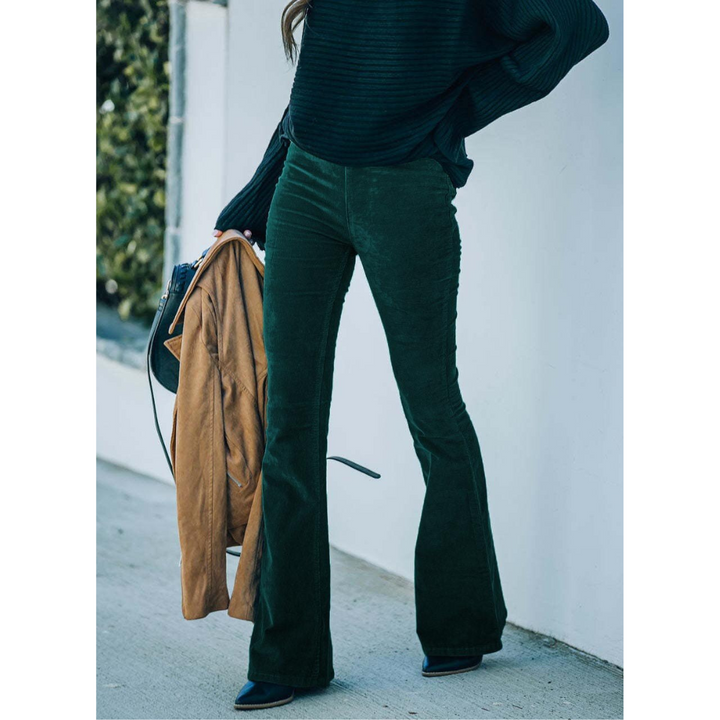 Wiwiana – Pantalon pattes d'éléphant en velours côtelé