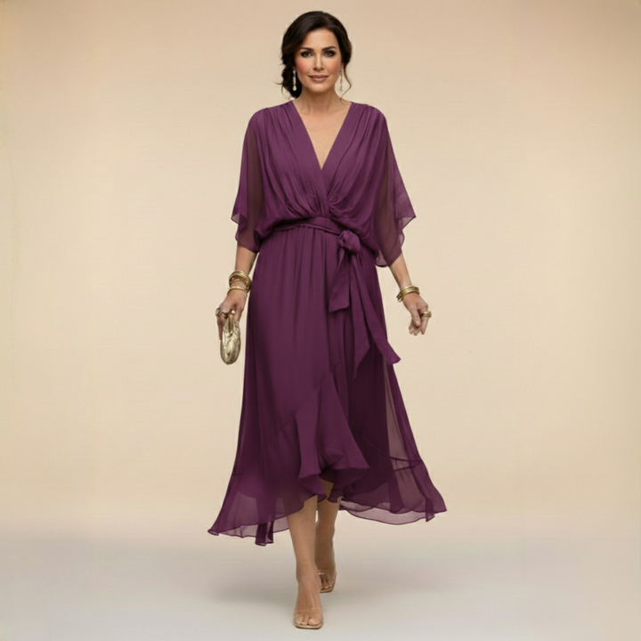 Monica - La robe col V en mousseline