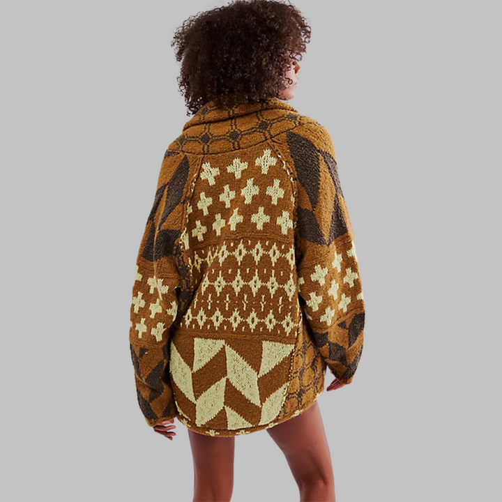 Alessandra - Cardigan oversize vintage avec col et boutons