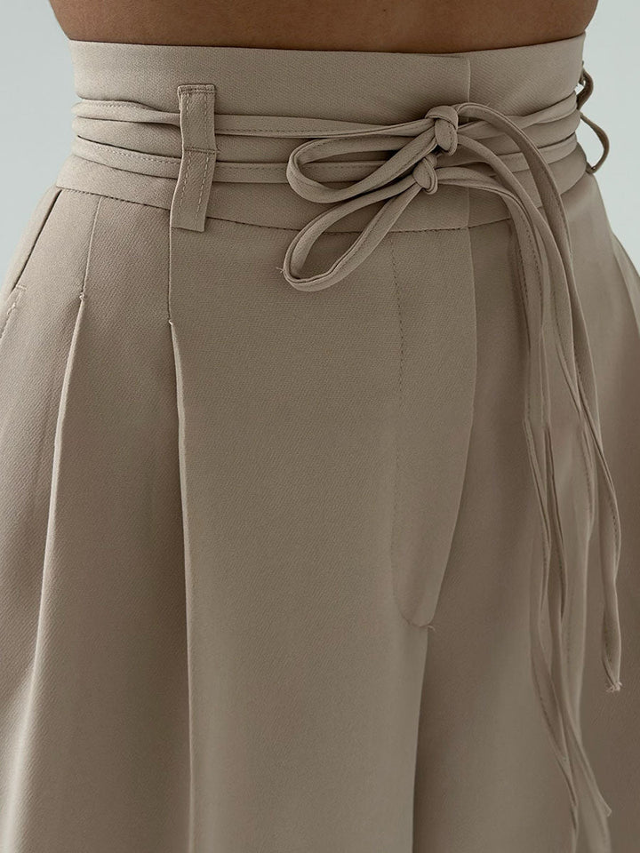 Stefania - Pantalon taille haute jambes larges