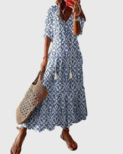 Flavie | Robe Maxi Bohème à Pompons