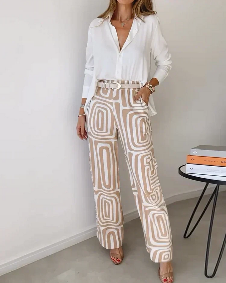 Liora | Ensemble d'été élégant imprimé avec jambes larges