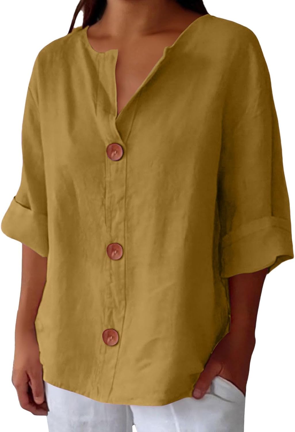 Ravenek – Chemise en coton et lin à col V