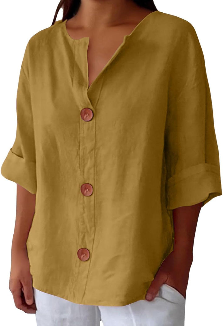 Ravenek – Chemise en coton et lin à col V
