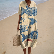 Marseille | Robe Longue Motif Sardines