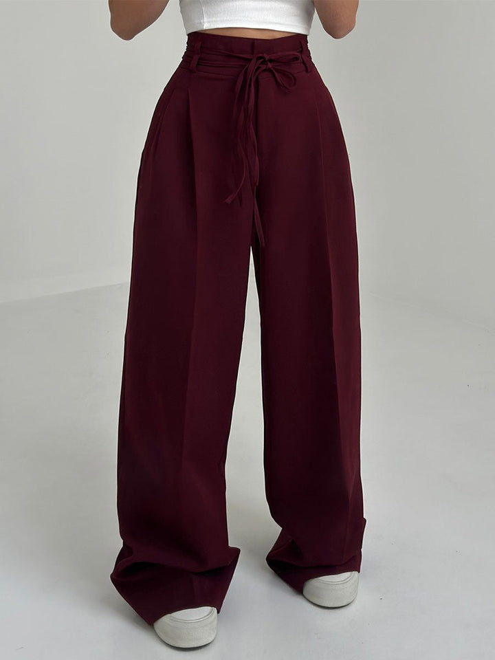 Stefania - Pantalon taille haute jambes larges
