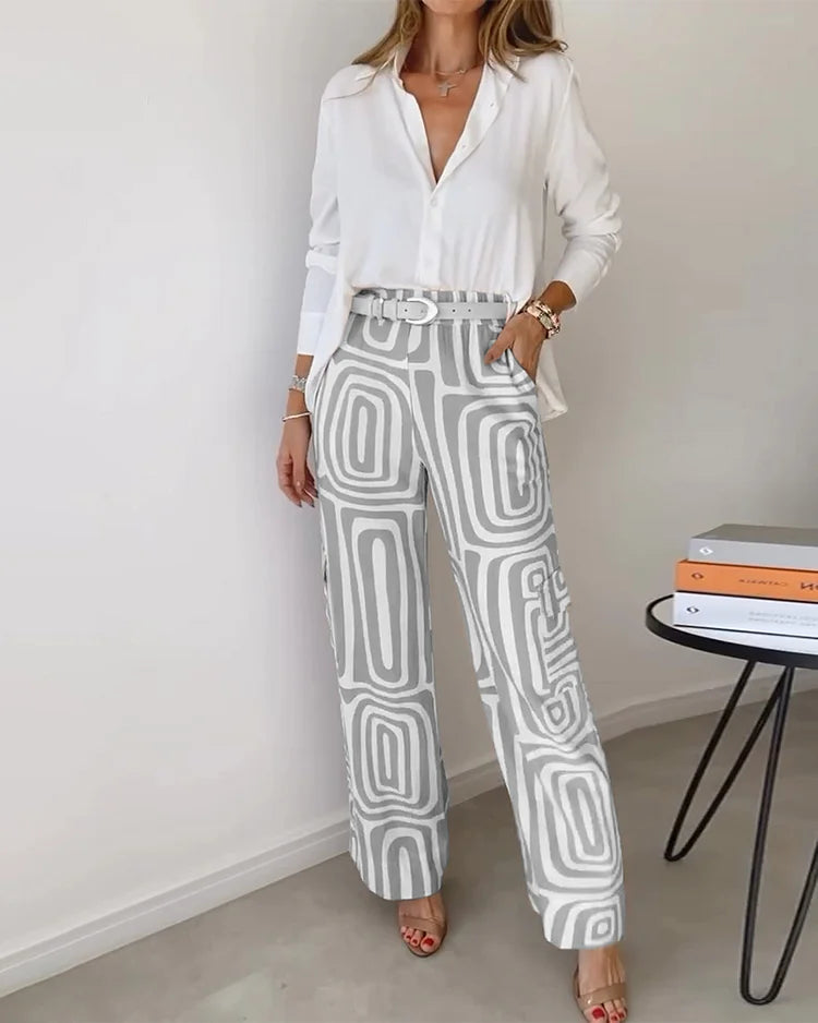 Liora | Ensemble d'été élégant imprimé avec jambes larges