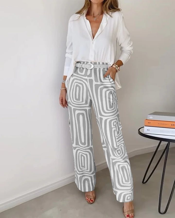 Liora | Ensemble d'été élégant imprimé avec jambes larges