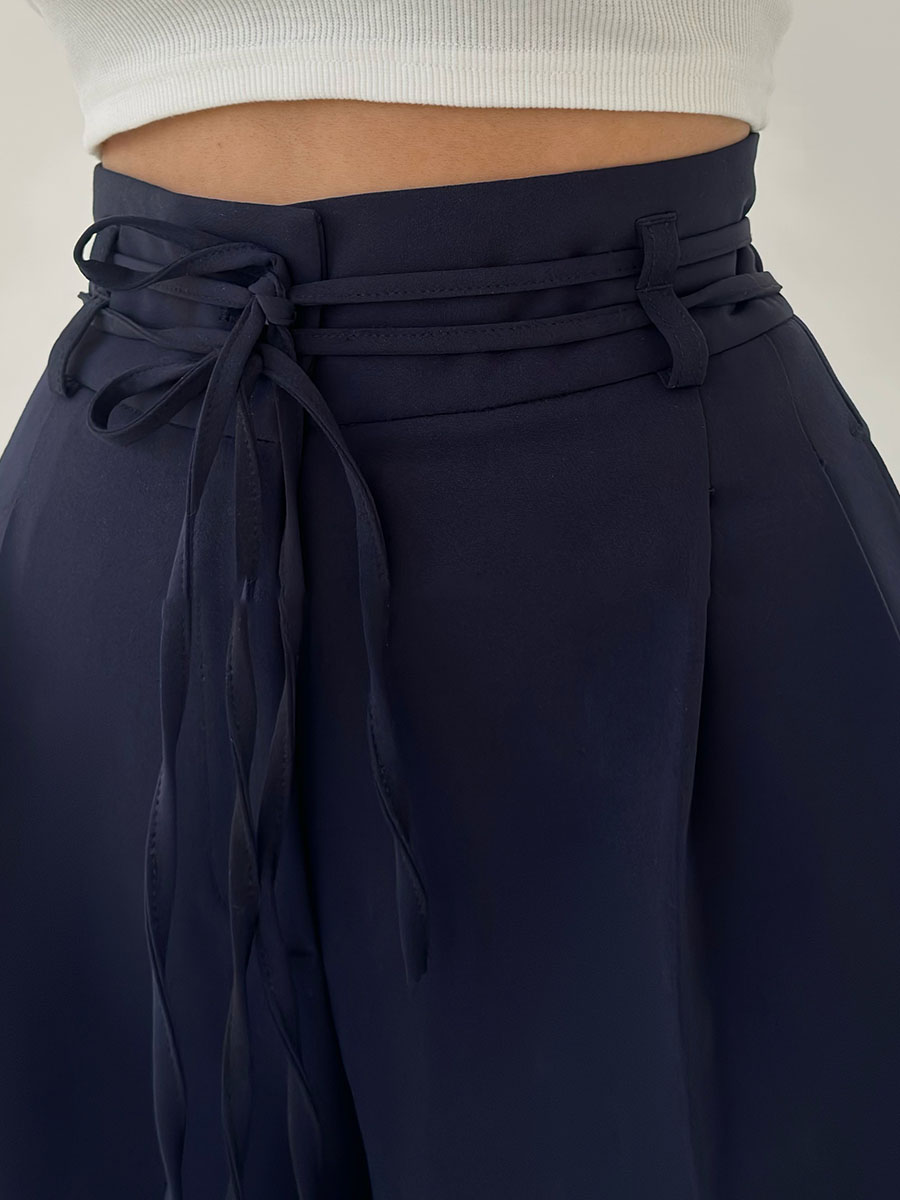 Stefania - Pantalon taille haute jambes larges