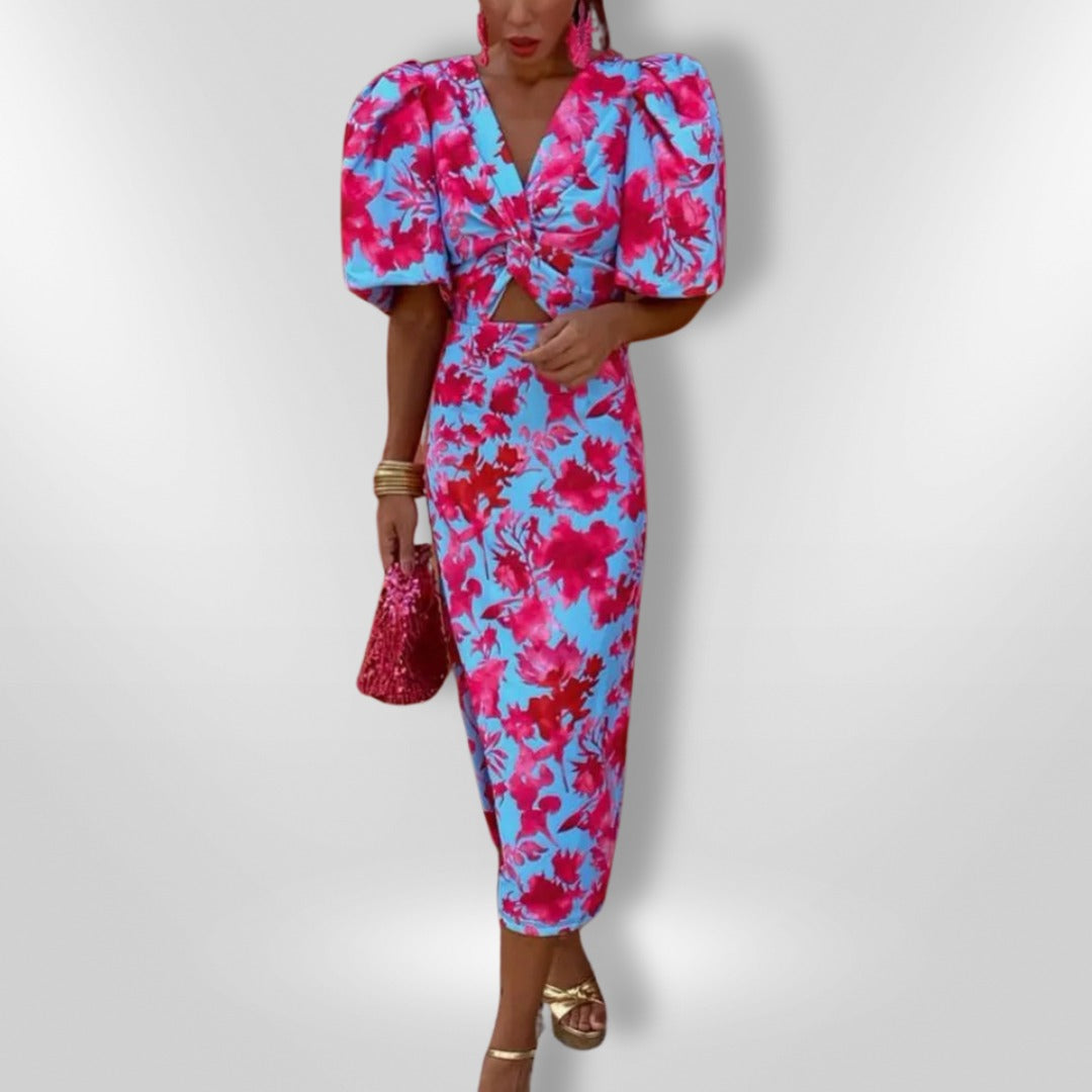 Noor™ - Robe midi à manches bouffantes