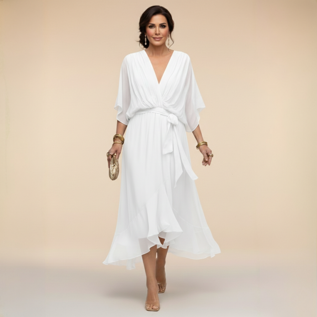 Monique | Robe en mousseline à col V