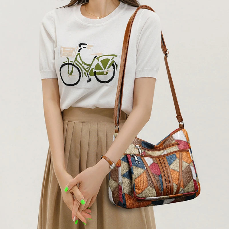 Sylwana – Sac patchwork en cuir vegan