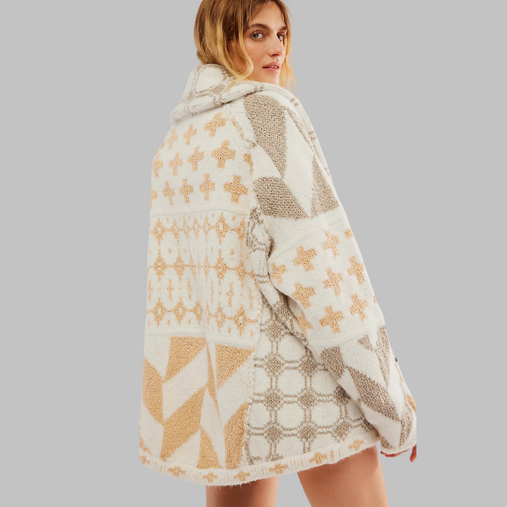 Alessandra - Cardigan oversize vintage avec col et boutons