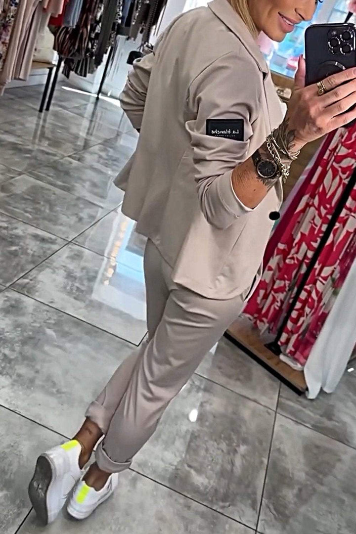 Moxie - Ensemble deux pièces pour femme, haut avec veste et pantalon élastique