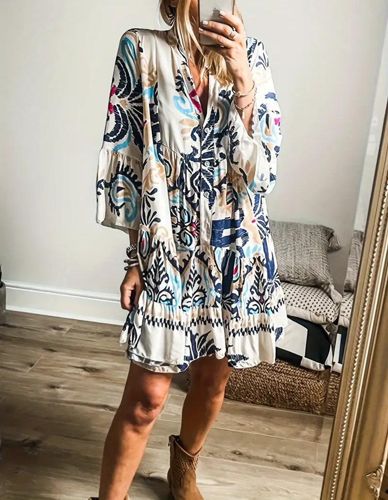 Émilie | Robe Bohème Imprimée