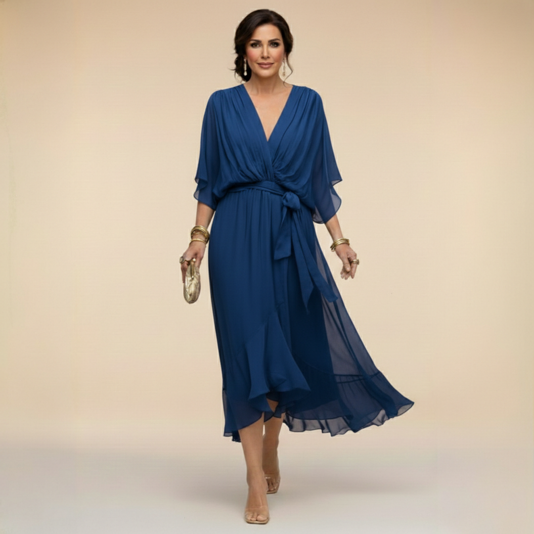 Monique | Robe en mousseline à col V