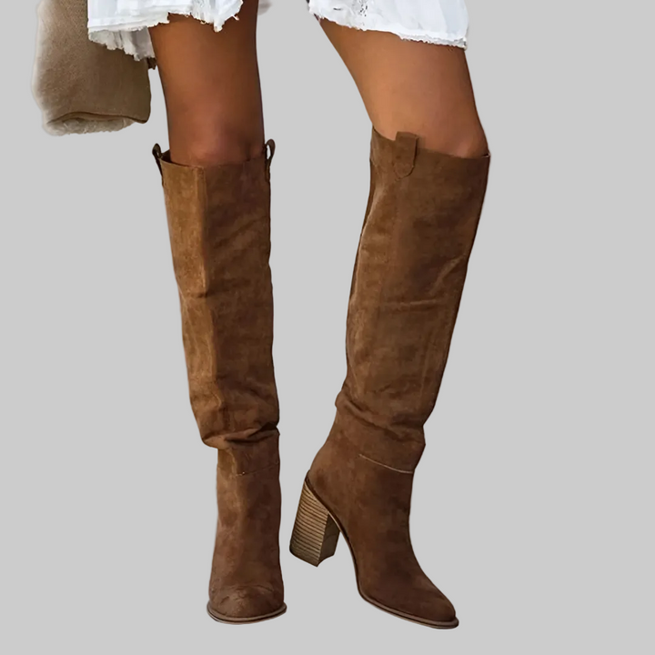 Bottes hautes de style occidental avec un talon stable