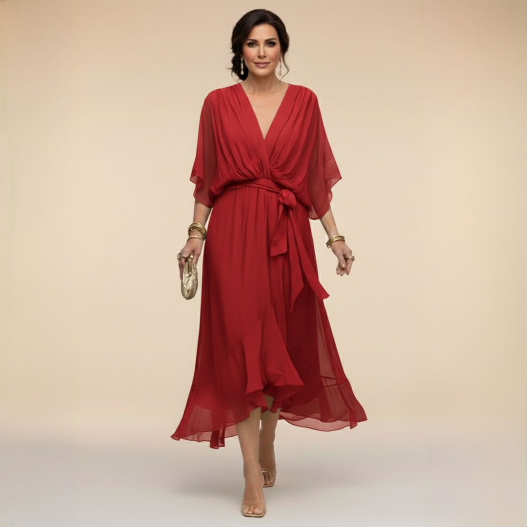 Monique | Robe en mousseline à col V