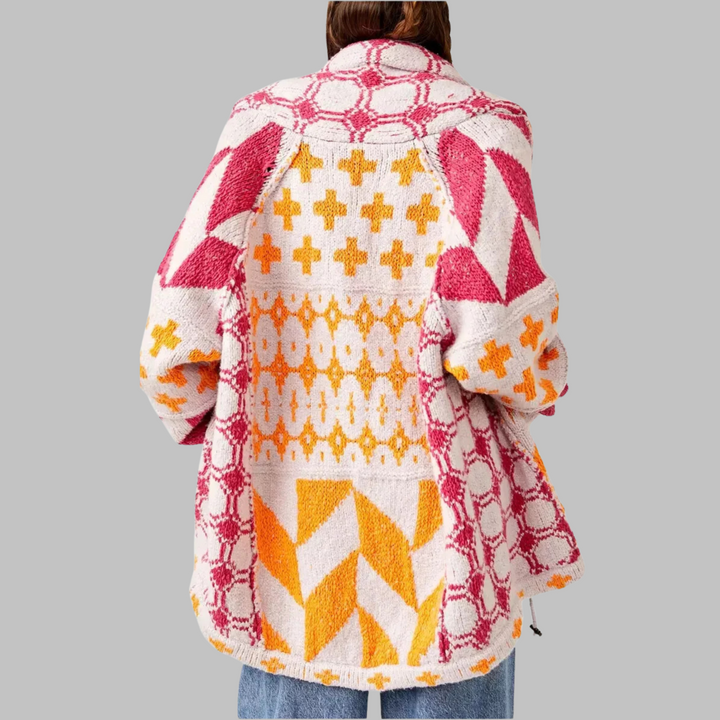 Alessandra - Cardigan oversize vintage avec col et boutons