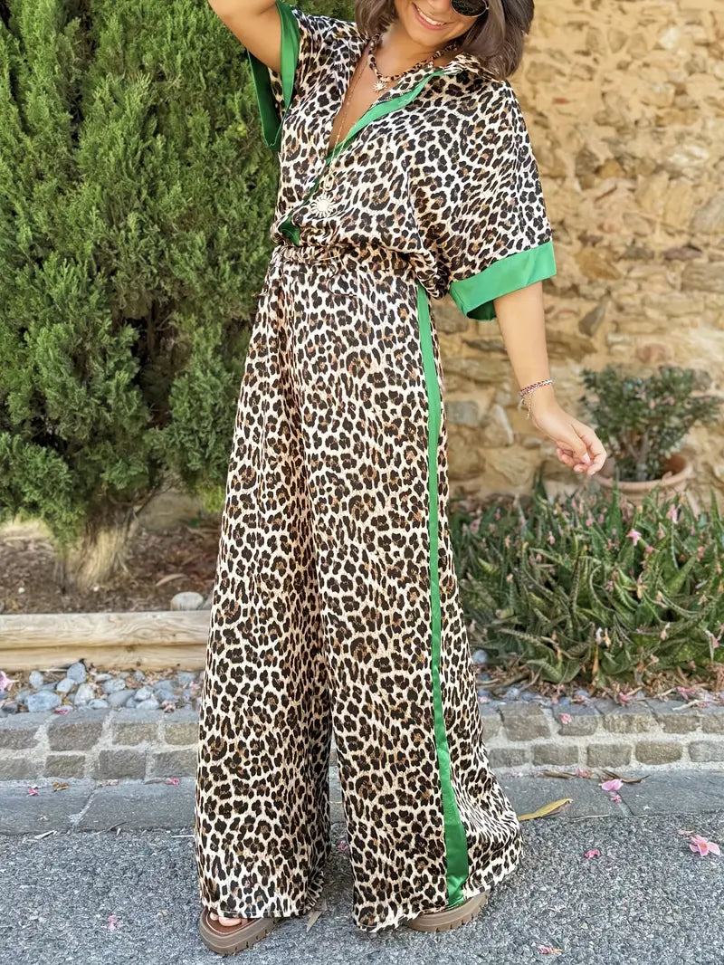 Delfina – Ensemble d'été à imprimé léopard coloré
