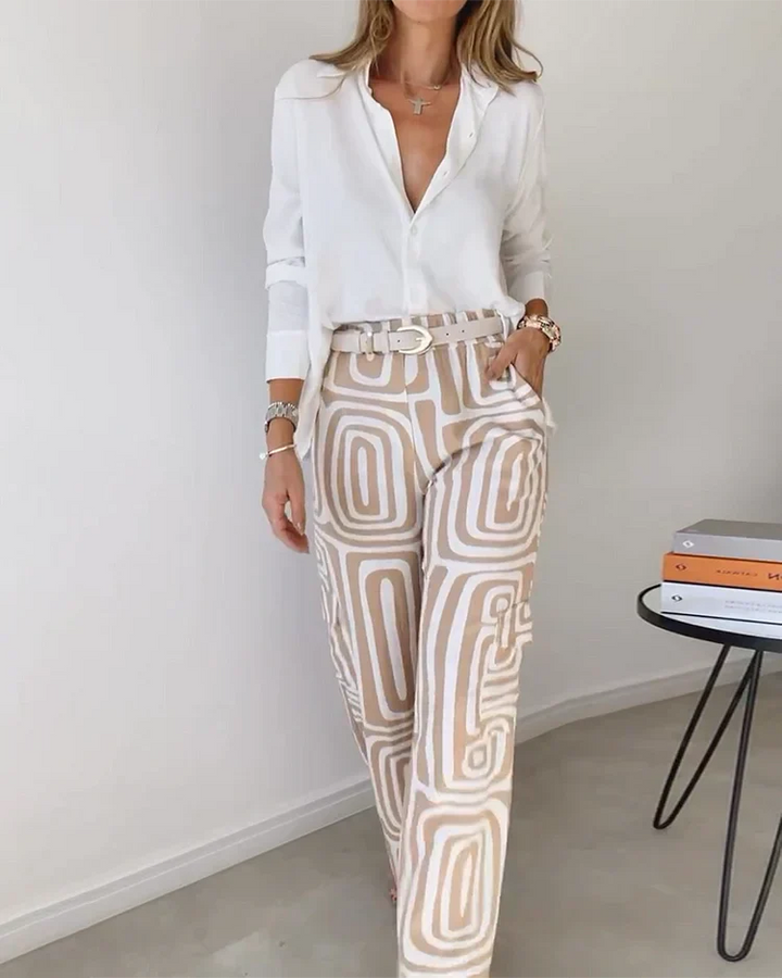 Liora | Ensemble d'été élégant imprimé avec jambes larges