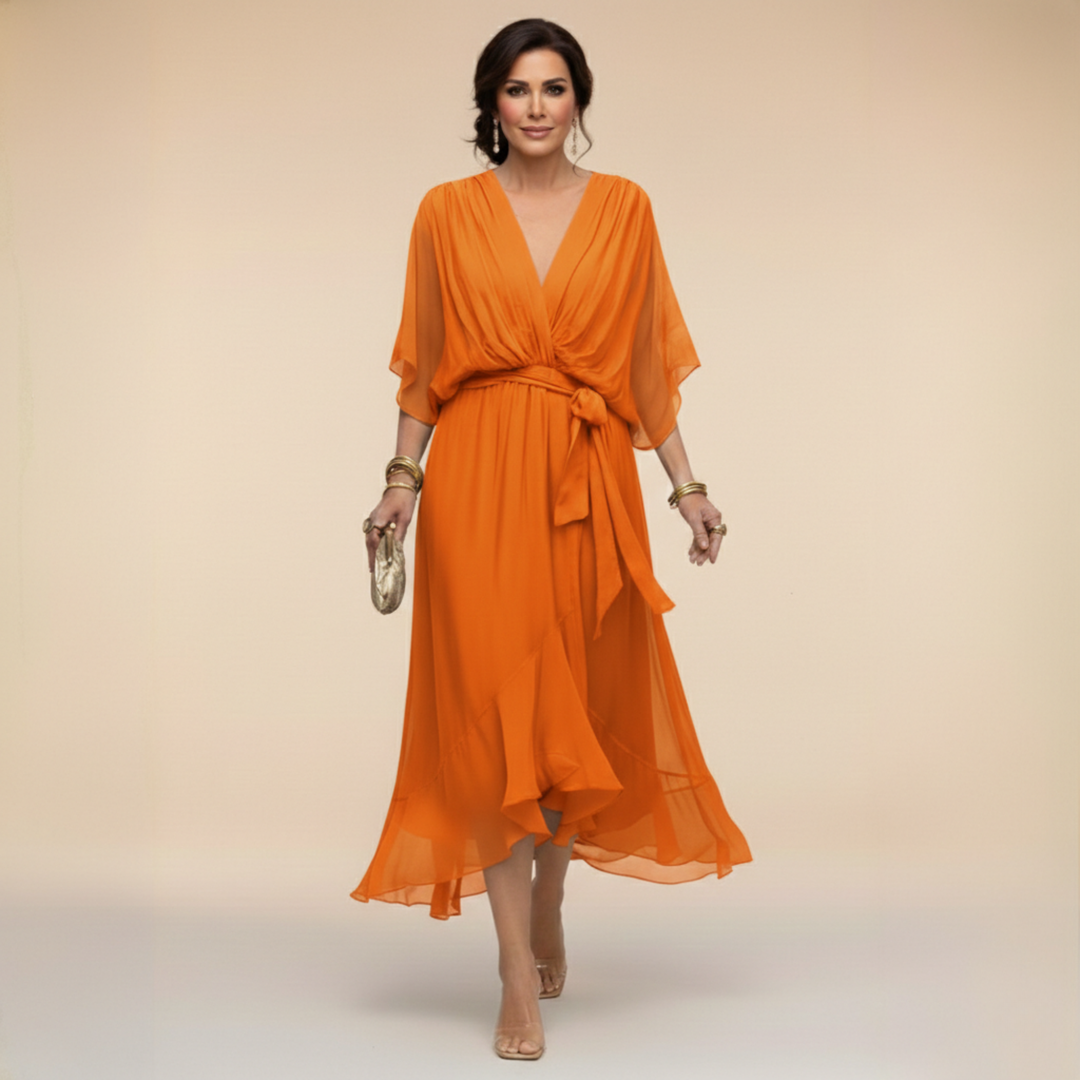 Monica - La robe col V en mousseline