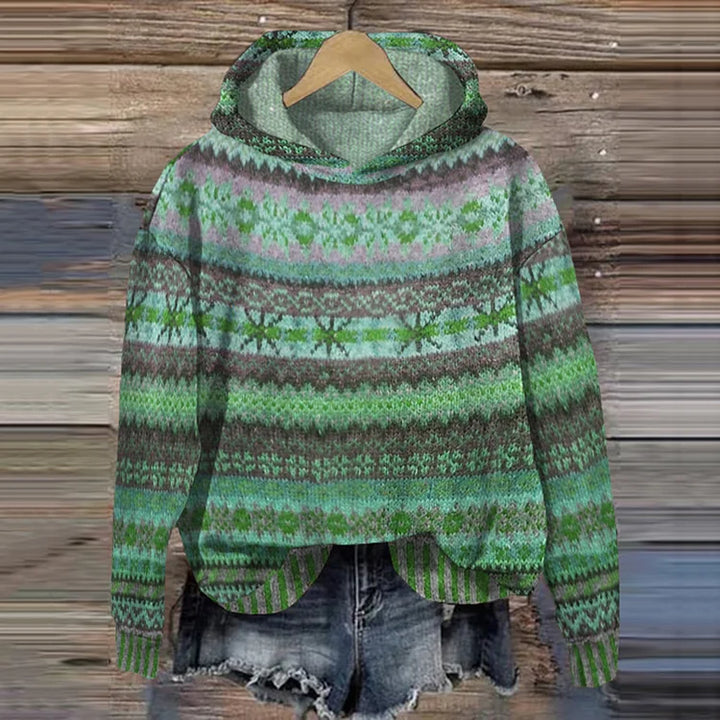 Solène | Pull Capuche Motif Ethnique