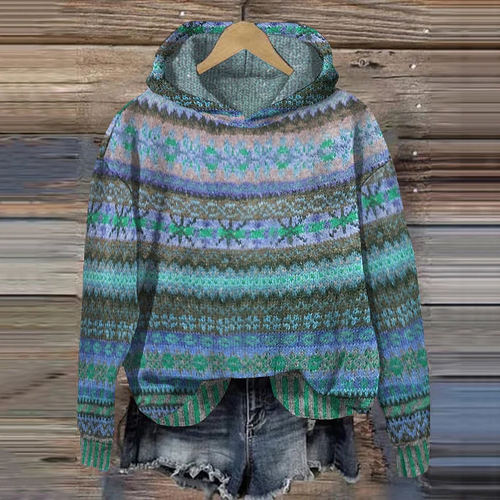 Solène | Pull Capuche Motif Ethnique