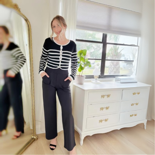 Alfreda – Pantalon taille haute à jambes larges