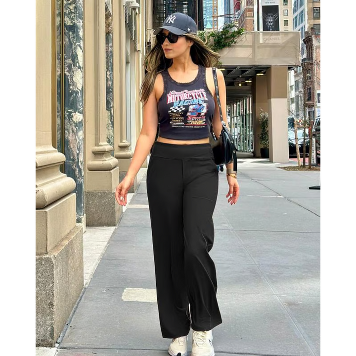 Alfreda – Pantalon taille haute à jambes larges