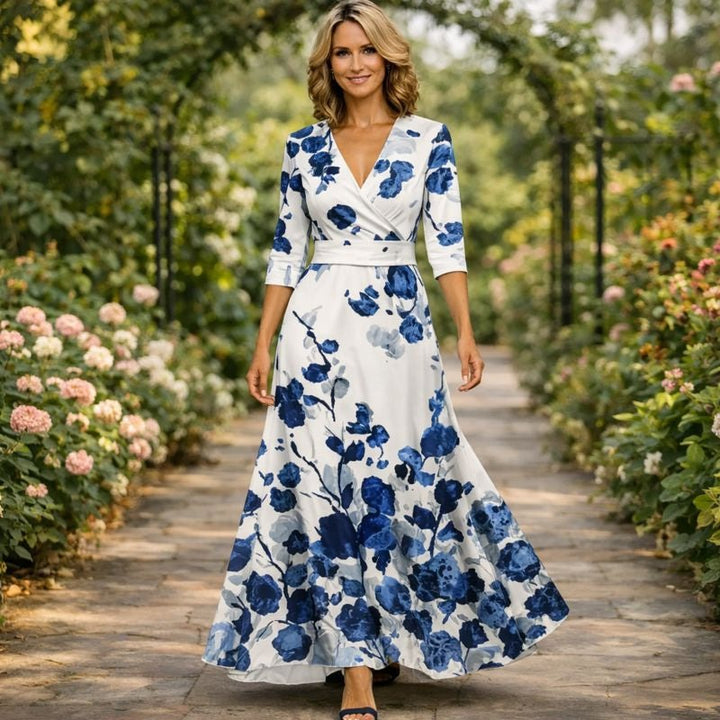 Fleur™ - Robe florale élégante avec un décolleté en V