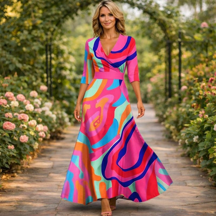 Fleur™ - Robe florale élégante avec un décolleté en V