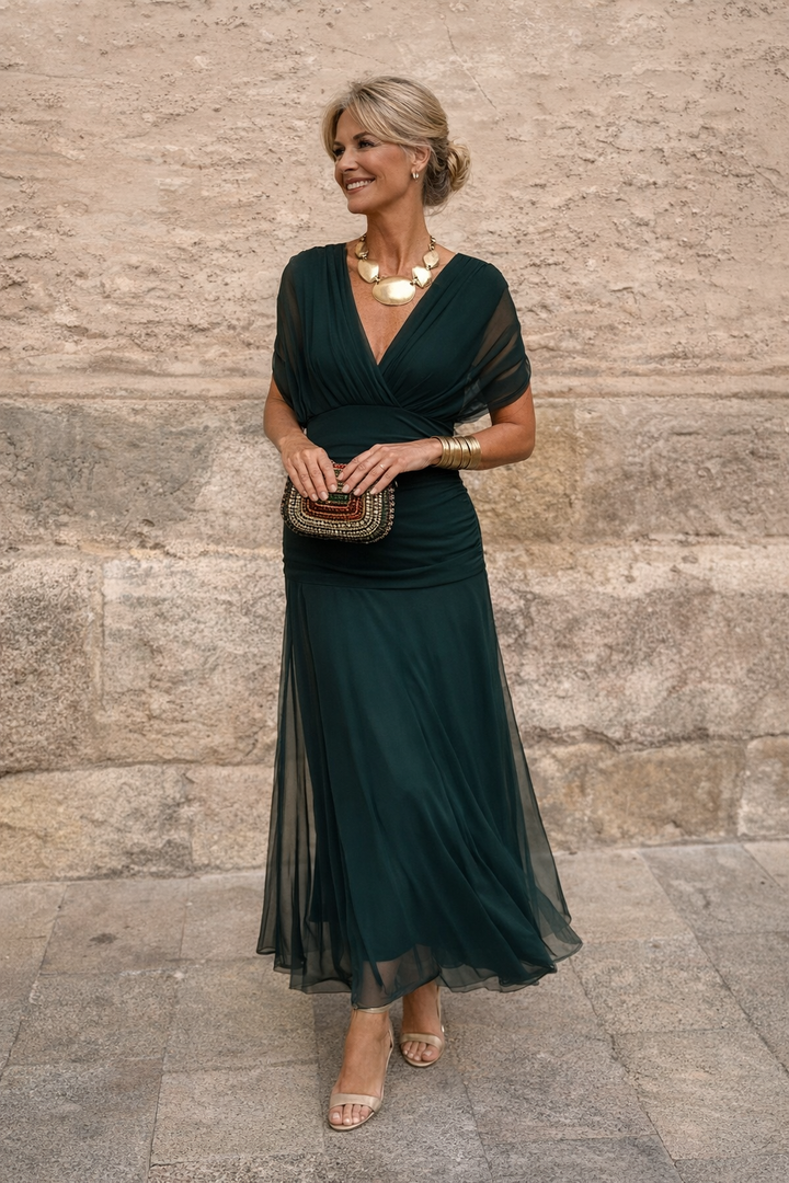 Robe de soirée longue élégante avec décolleté en V