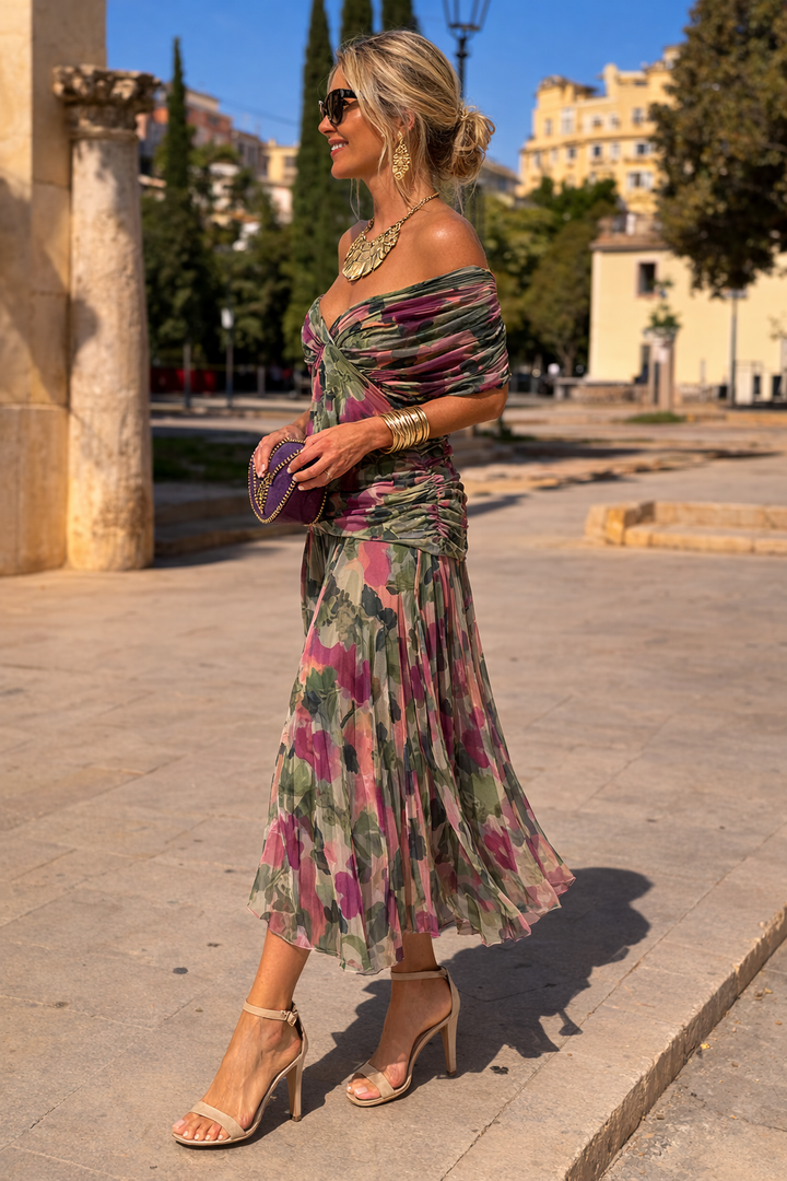 Robe de soirée longue élégante avec décolleté en V