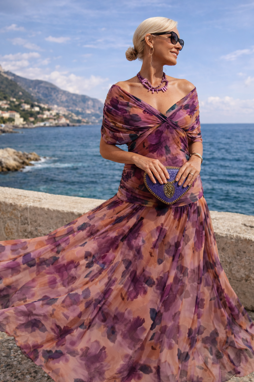 Robe de soirée longue élégante avec décolleté en V