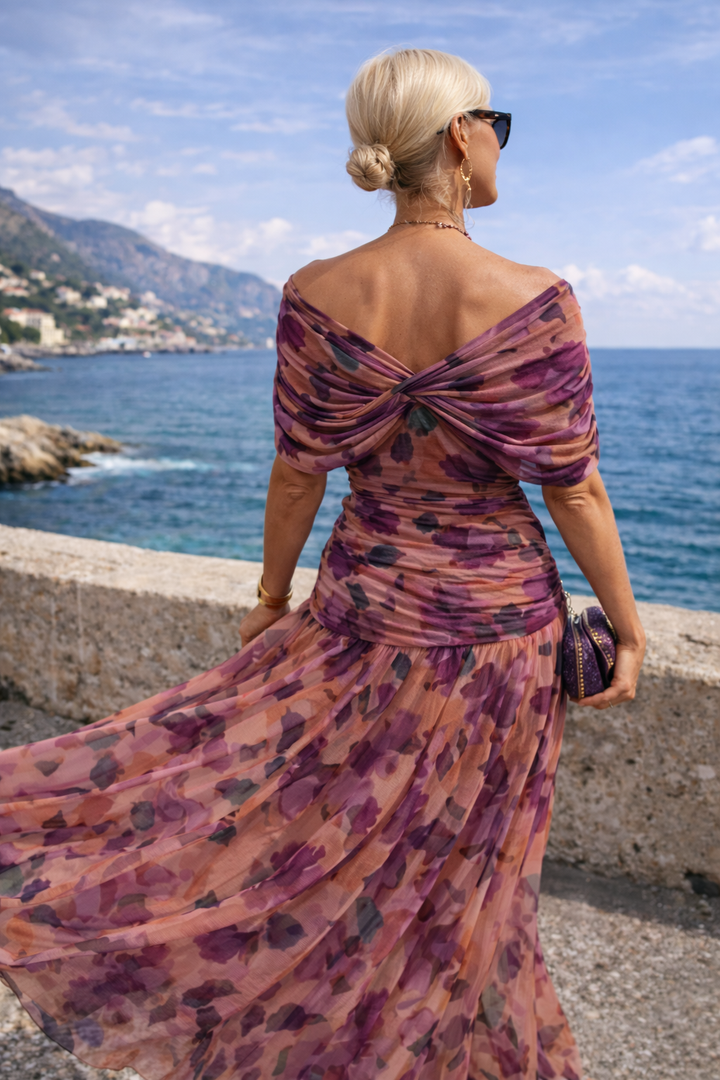 Robe de soirée longue élégante avec décolleté en V