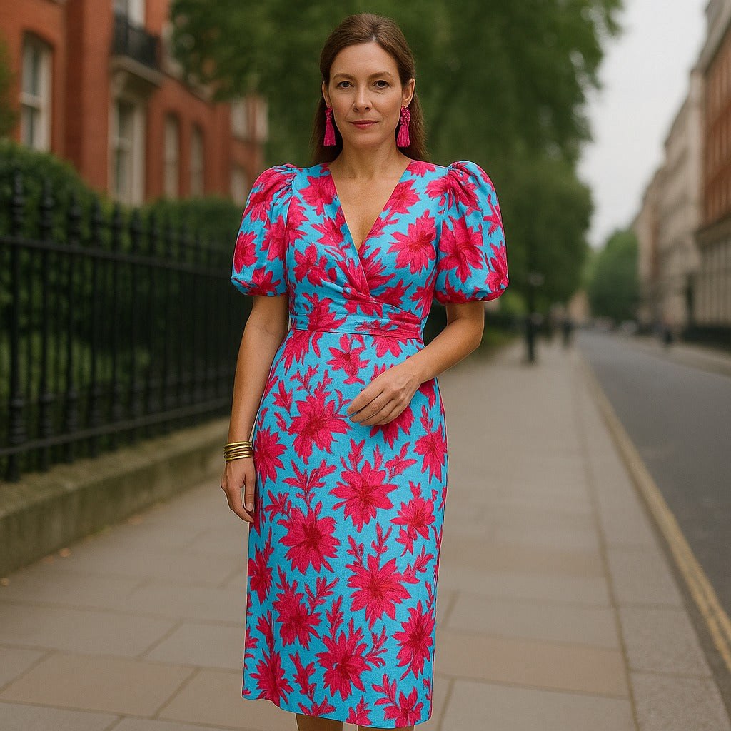 Noor™ - Robe midi à manches bouffantes