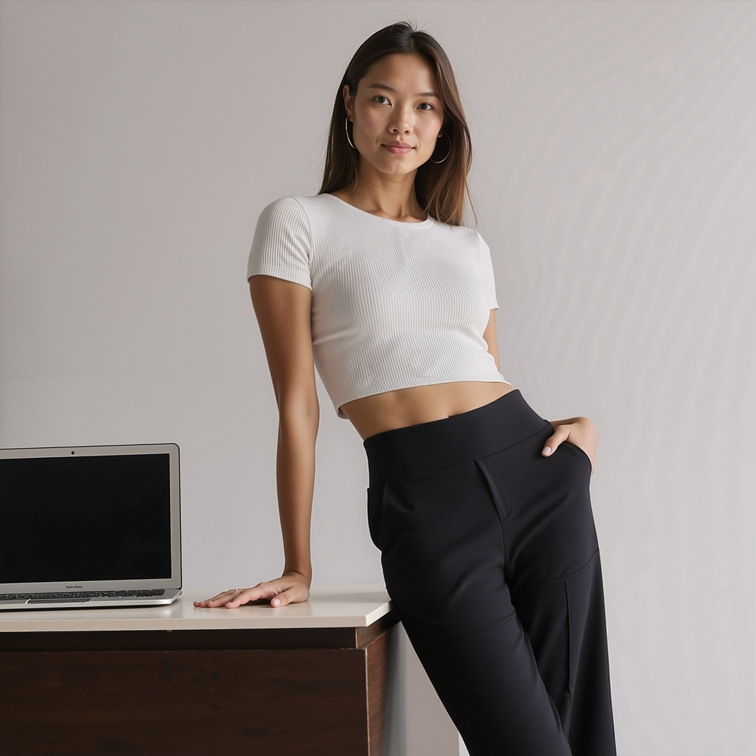 Alfreda – Pantalon taille haute à jambes larges